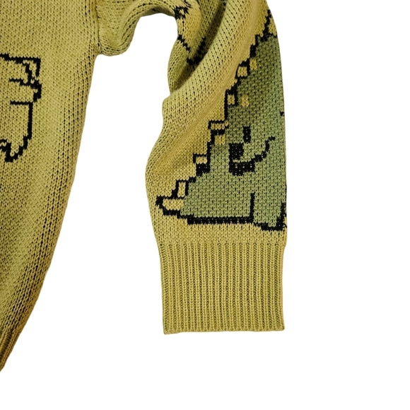 Adorable Dino Knit Sweater Light Green, Medium - Picture 7 of 12